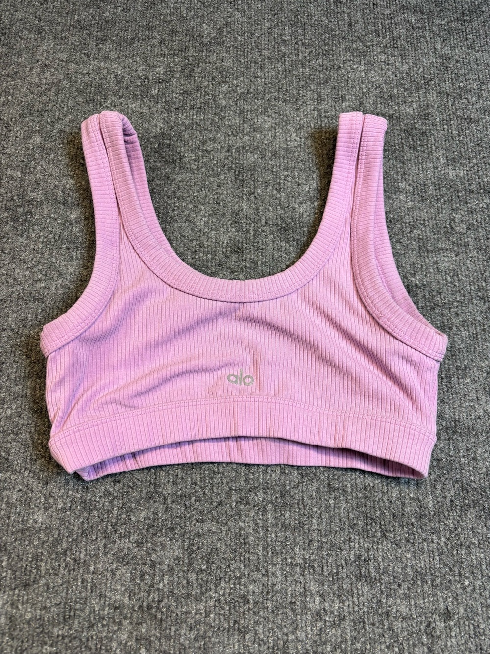 Alo Yoga Ribbed Wellness Bra Pink Lavender Scoop Sports Bra Size Small S - Picture 12 of 13